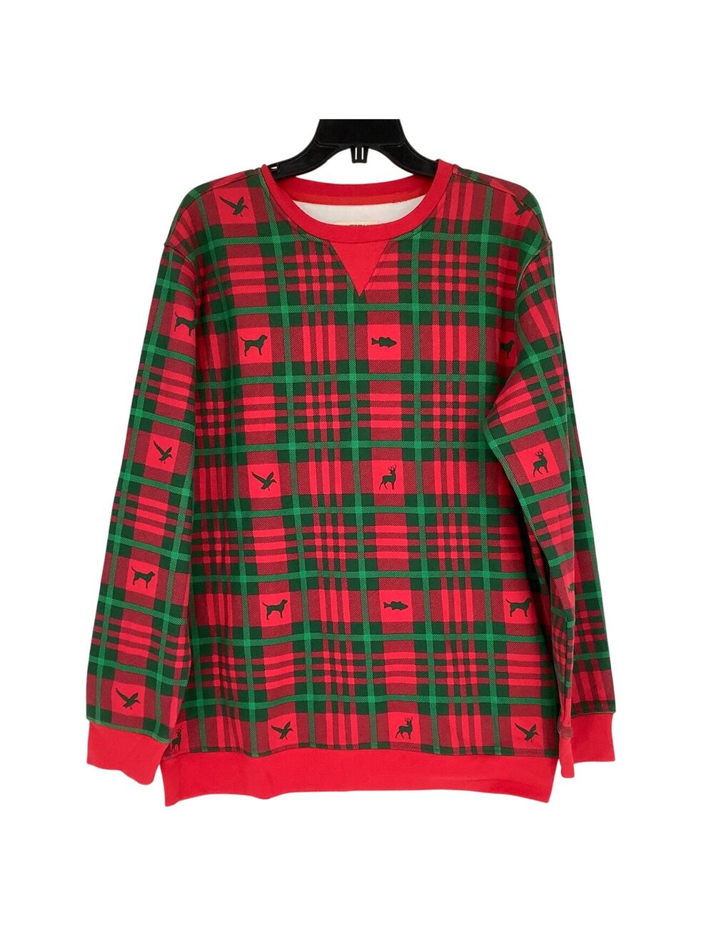 Magellan Outdoors Men's MD Red Holiday Fleece Long Sleeve Crew Sweatshirt M1-19